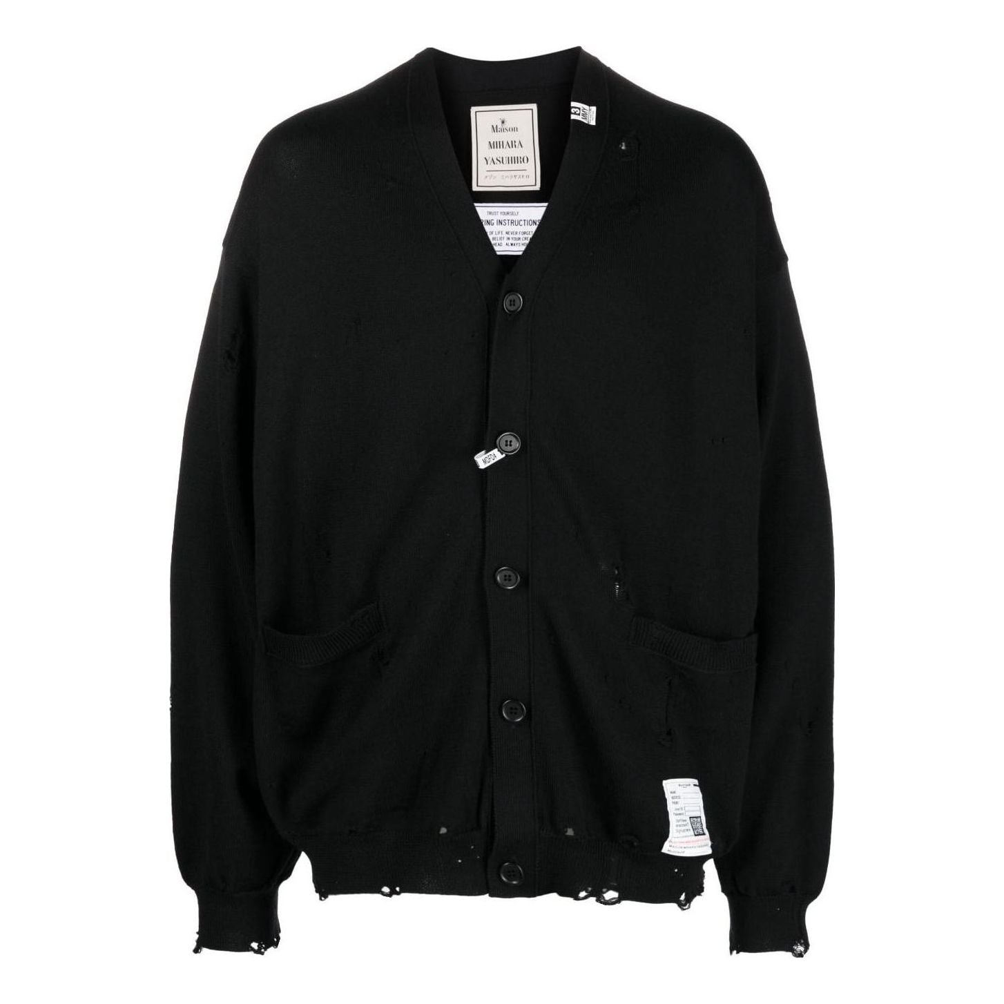 Maison MIHARA YASUHIRO SS23 Distressed Knit Cardigan 'Black' J11CD501-BLACK
