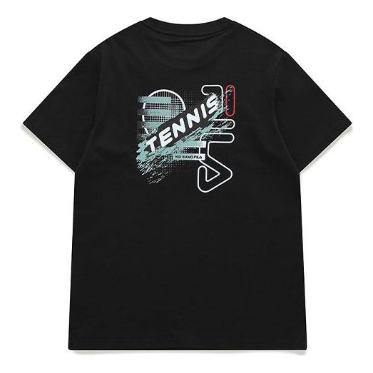 FILA FUSION Creative Alphabet Printing Round Neck Short Sleeve Black T61M021110A-BK