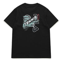 FILA FUSION Creative Alphabet Printing Round Neck Short Sleeve Black T61M021110A-BK