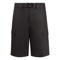 Men's Off-White SS22 Solid Color Buckle Big Pocket Cargo Straight Shorts Loose Fit Black OMCB059C99FAB00110001000