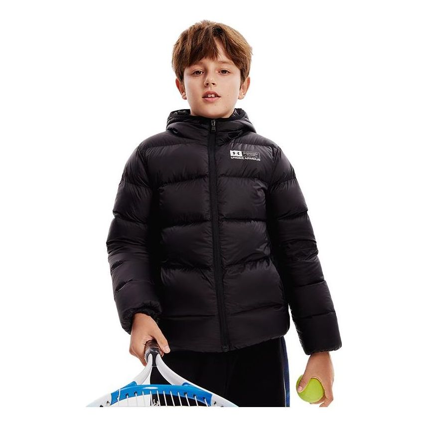 (GS) Under Armour Woven Down Jacket 'Black White' 234106041