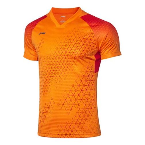 Li-Ning Badminton Series Sweat Absorbing Cozy Short Sleeve Orange AAYQ011-3