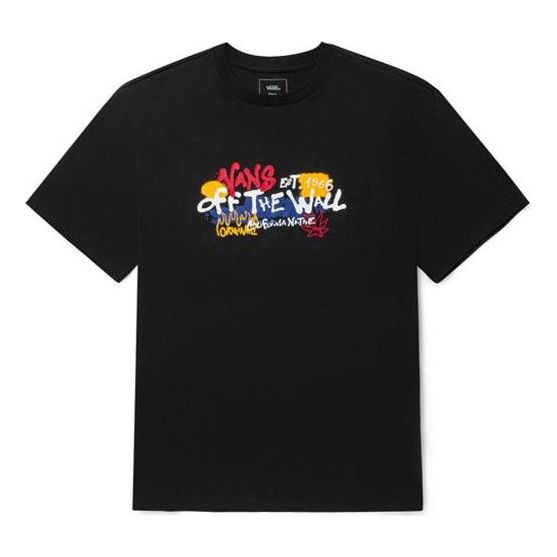 Vans Graffiti Alphabet Cartoon Printing Sports Loose Short Sleeve Couple Style Black VN0A5F3JBLK