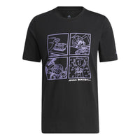 adidas Cartoon Pattern Basketball Sports Pullover Short Sleeve Black HF8164