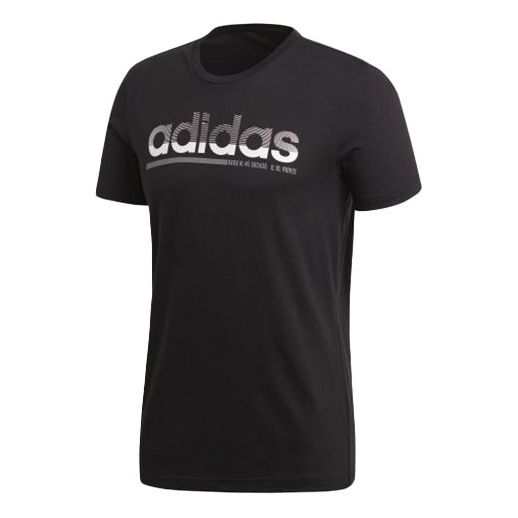 adidas Fading Linear Sports Logo Printing Round Neck Short Sleeve Black CV4502