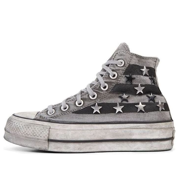 (WMNS) Converse Chuck Taylor All Star Vintage Star Studs Platform High Top Thick Sole Dirty Shoes Grey White 565757C
