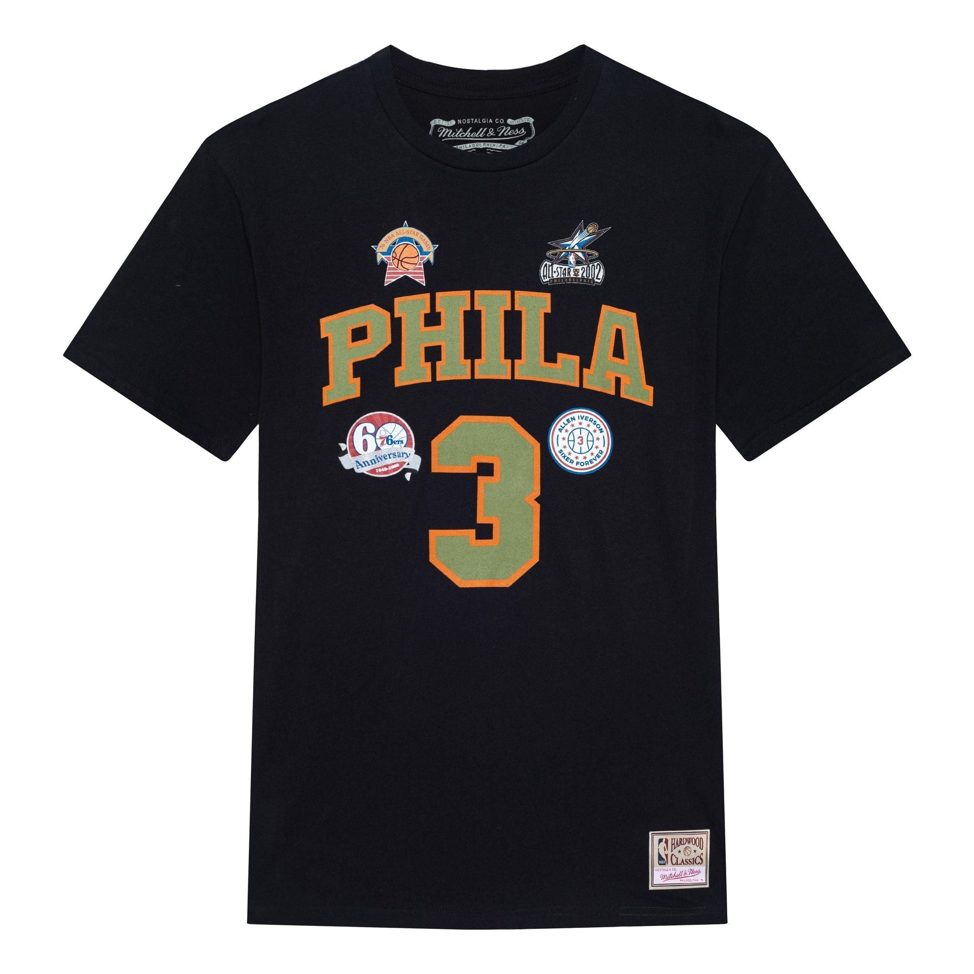 Mitchell & Ness x NBA Philadelphia 76ers Script T-shirt 'Allen Iverson 3' BNN3DP22083-P76BLCKAIV