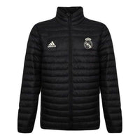 Men's adidas Logo Printing Solid Color Stand Collar Black Down Jacket CY6110