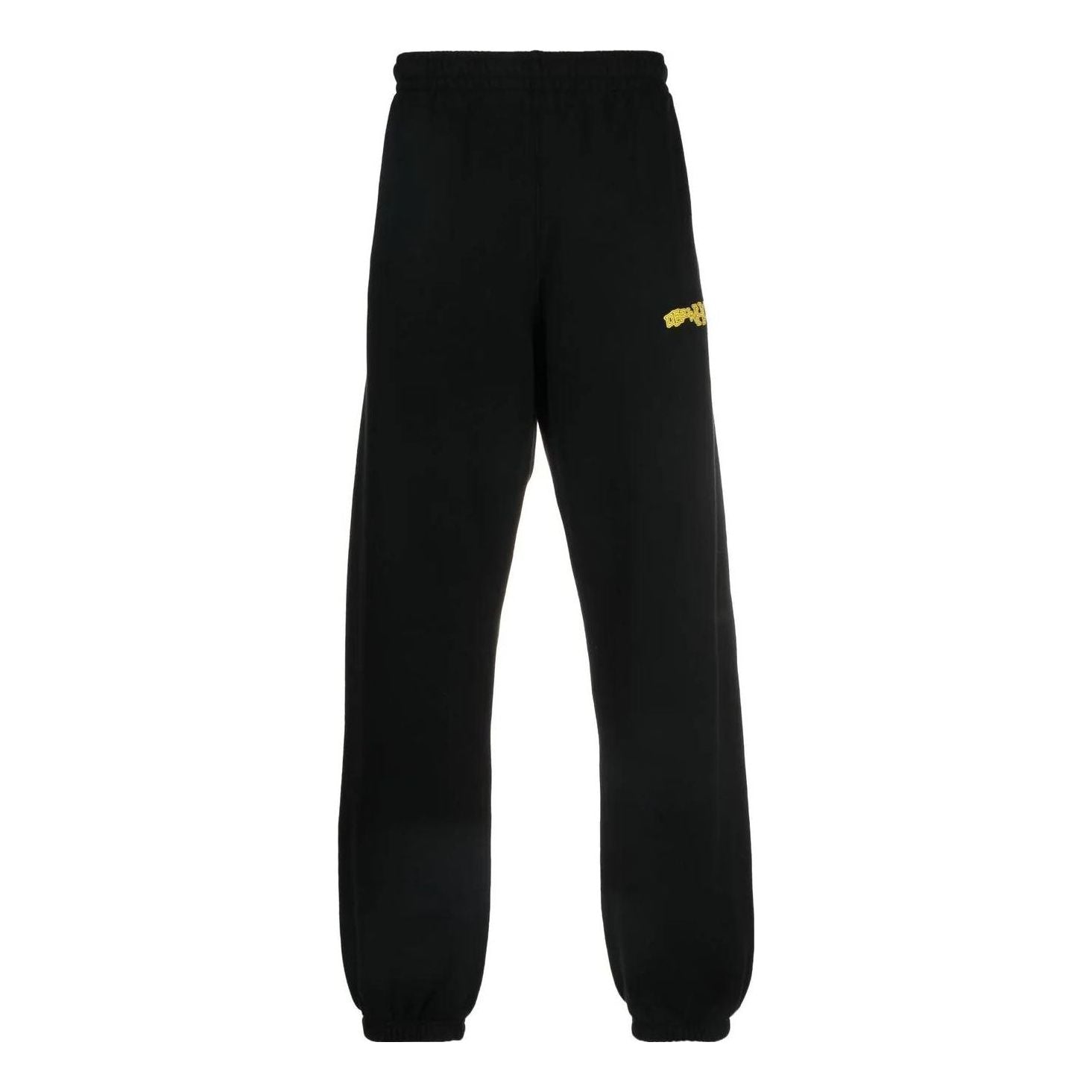 Men's Off-White Stripe Logo Printing Casual Sports Pants/Trousers/Joggers Version Black OMCH029F22FLE0261018
