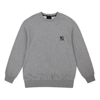 MLB Unisex New York Yankees Logo Embroidery Round-neck Sweatshirt Gray 31MTZ1941-50M