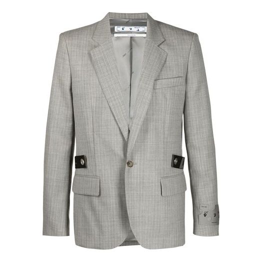 Off-White SS21 single breasted Jacket Gray OMEN006R21FAB0010600