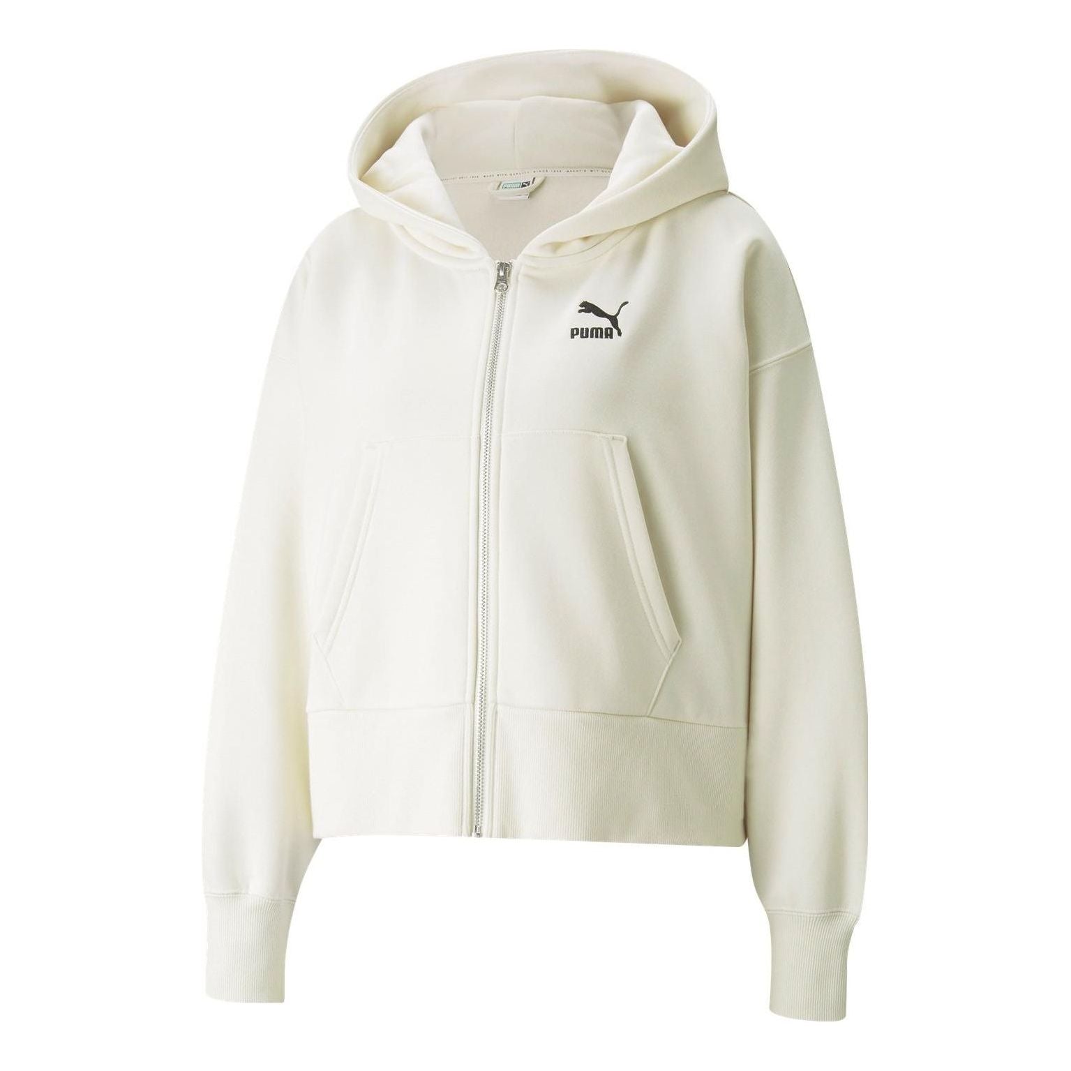 (WMNS) PUMA Classics Oversized Full Zip Hoodie Jacket 'White' 534369-73