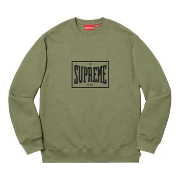 Supreme SS19 Warm Up Crewneck LightOlive logo SUP-SS19-411
