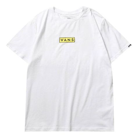 Vans Small Logo Printing Short Sleeve Couple Style White VN0A4MMCWHT