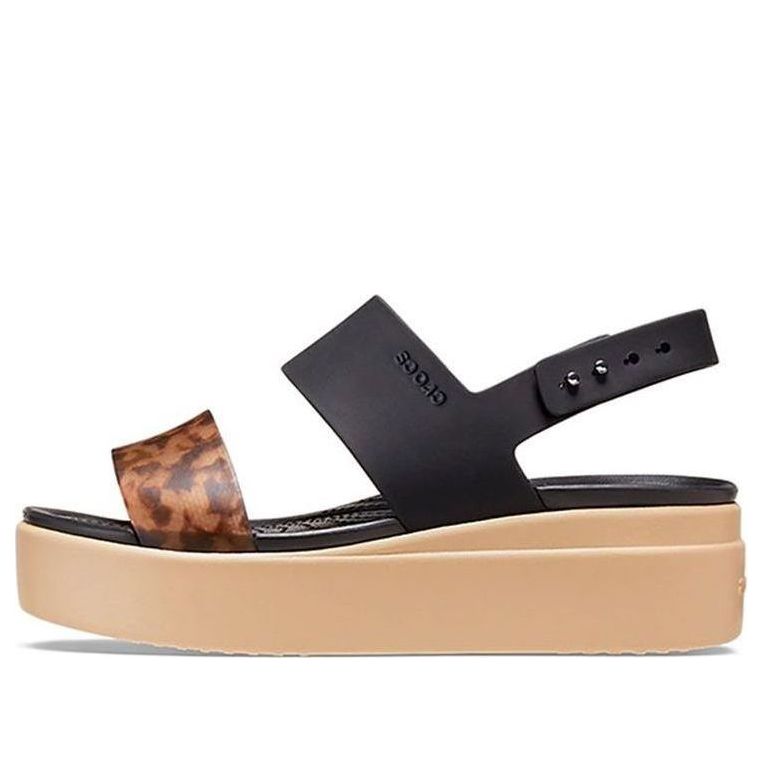 (WMNS) Crocs Brooklyn Tort Low Wedge 'Black Brown' 207864-0C4