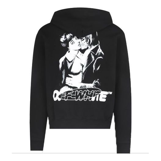 Off-White FW20 Kissing Printing Hooded Pullover Men Black OMBB034E20FLE0071001