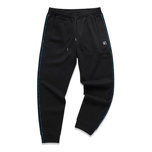 FILA FUSION logo Casual Sports Running Bundle Feet Knit Long Pants Black T11M043604F-BK
