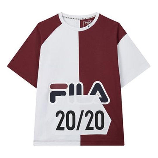Men's FILA x MIHARA YASUHIRO/ Mihara Yasuhiro Loose Short Sleeve Red Splicing T-Shirt F71M038108F-RD