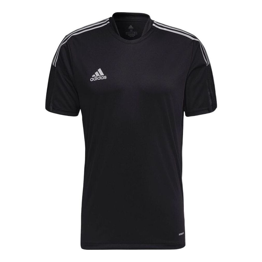 Men's adidas Stripe Alphabet Printing Round Neck Pullover Short Sleeve Japanese Version Black T-Shirt GQ1037
