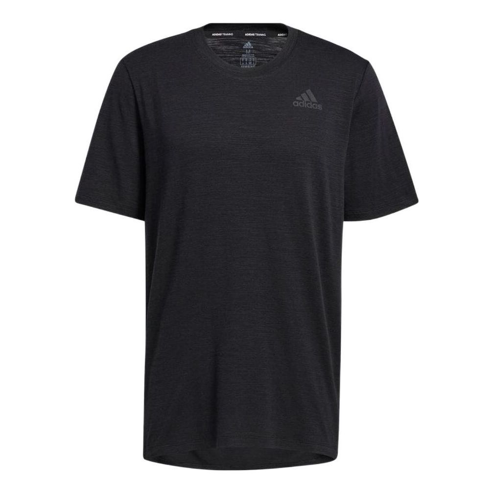 Men's adidas Logo Printing Round Neck Straight Short Sleeve Black T-Shirt GL0434