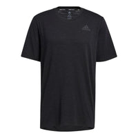 Men's adidas Logo Printing Round Neck Straight Short Sleeve Black T-Shirt GL0434