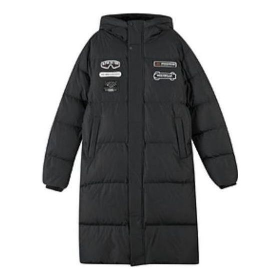 Skechers Letter Graphic Long Down Jacket 'White Black' L422U075