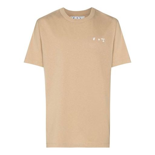 (WMNS) Men's Off-White x Browns Crossover Logo Printing Round Neck Short Sleeve Khaki OMAA027G20JER0191701
