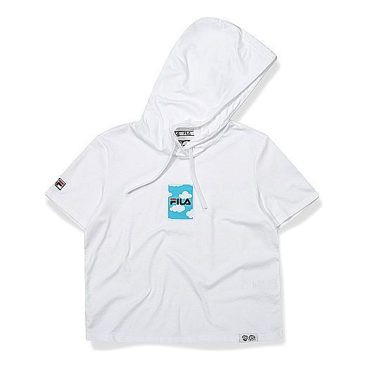 (WMNS) FILA FUSION Printing hooded Short Sleeve White T11W036109F-WT