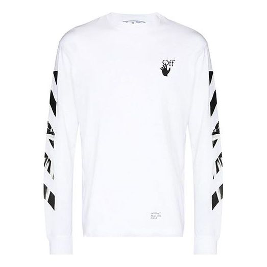 Off-White FW21 Arrow Logo Printing Round Neck Long Sleeves Ordinary Version White OMAB064F21JER0140110