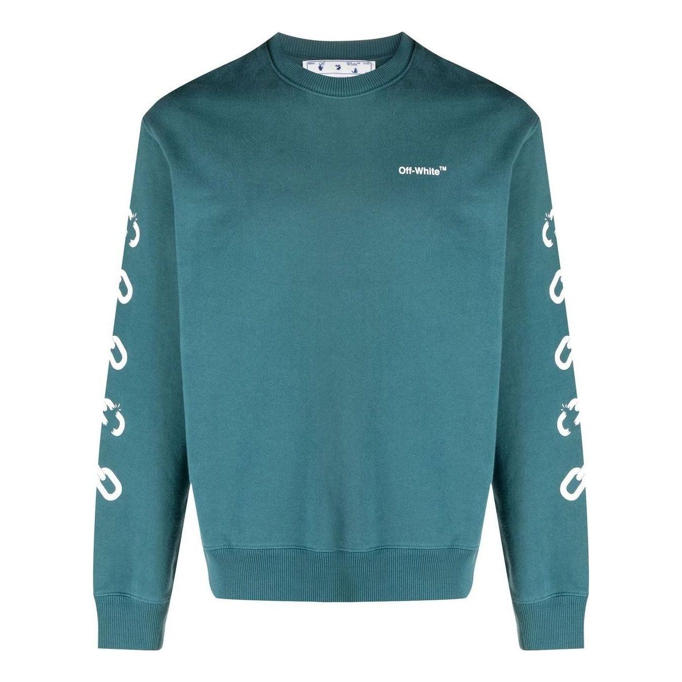 Off-White Chain Arrows Printing Round Neck Blue OMBA057F22FLE0075501
