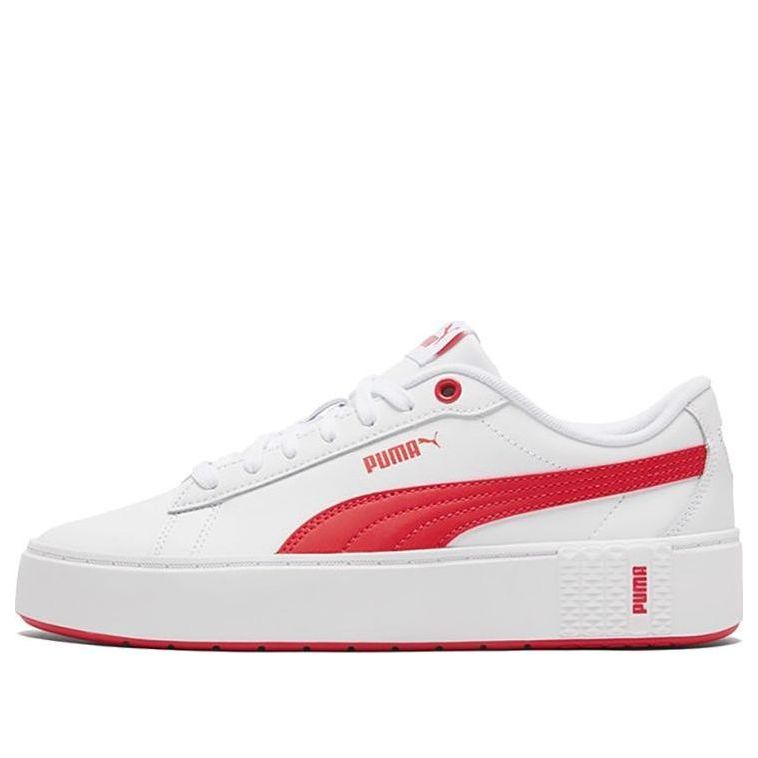 (WMNS) PUMA Smash Platform V2 'White Poppy Red' 373035-06