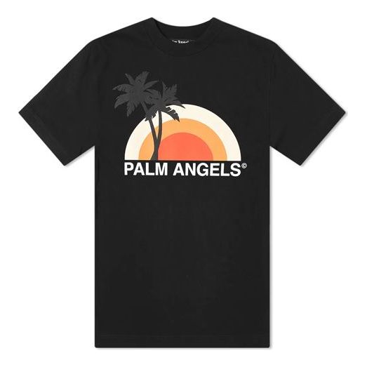Men's PALM ANGELS Printing Short Sleeve Black PMAA001S204130161088