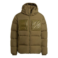 Men's adidas originals Down Regen Puff Pocket Splicing Solid Color Sports Hooded Down Jacket H13563