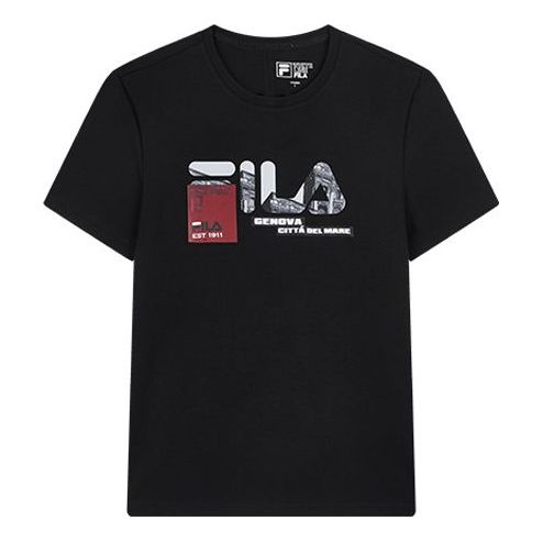 Men's FILA Subject Printing Short Sleeve Black T-Shirt F11M018109F-BK