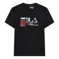 Men's FILA Subject Printing Short Sleeve Black T-Shirt F11M018109F-BK