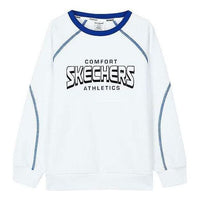 (GS) Skechers Letter Printed Crew Sweater 'White Blue' P423B025-0019