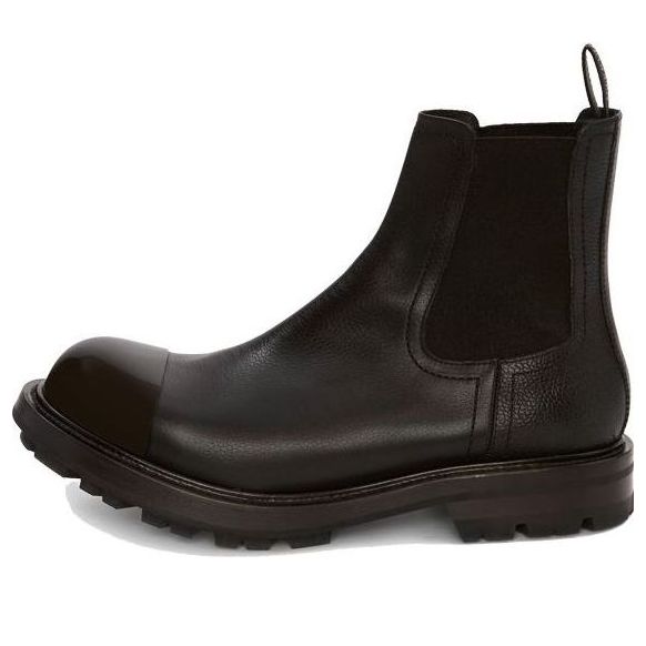 Alexander McQueen Shiny Toecap Grainy Leather Chelsea Boot 'Black' 667911WHSZ41000