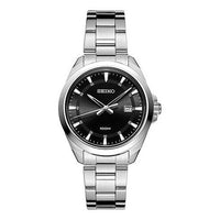 Men's SEIKO Black Steel strip Business Casual waterproof Watch SUR209P1
