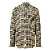 Burberry Check Long Sleeve Shirt Male Green 80175631