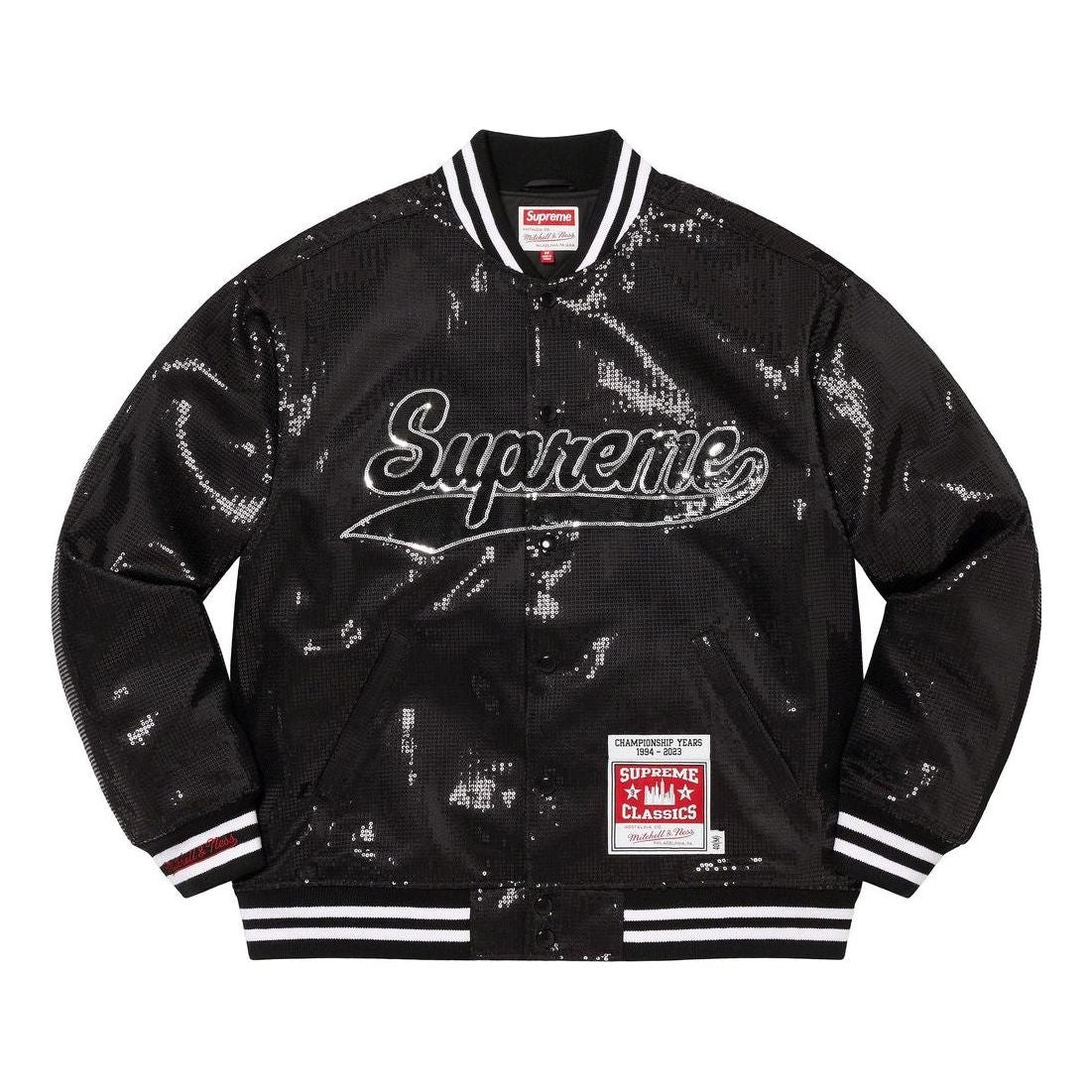 Supreme x Mitchell & Ness Sequin Varsity Jacket 'Black White' SUP-SS23-034