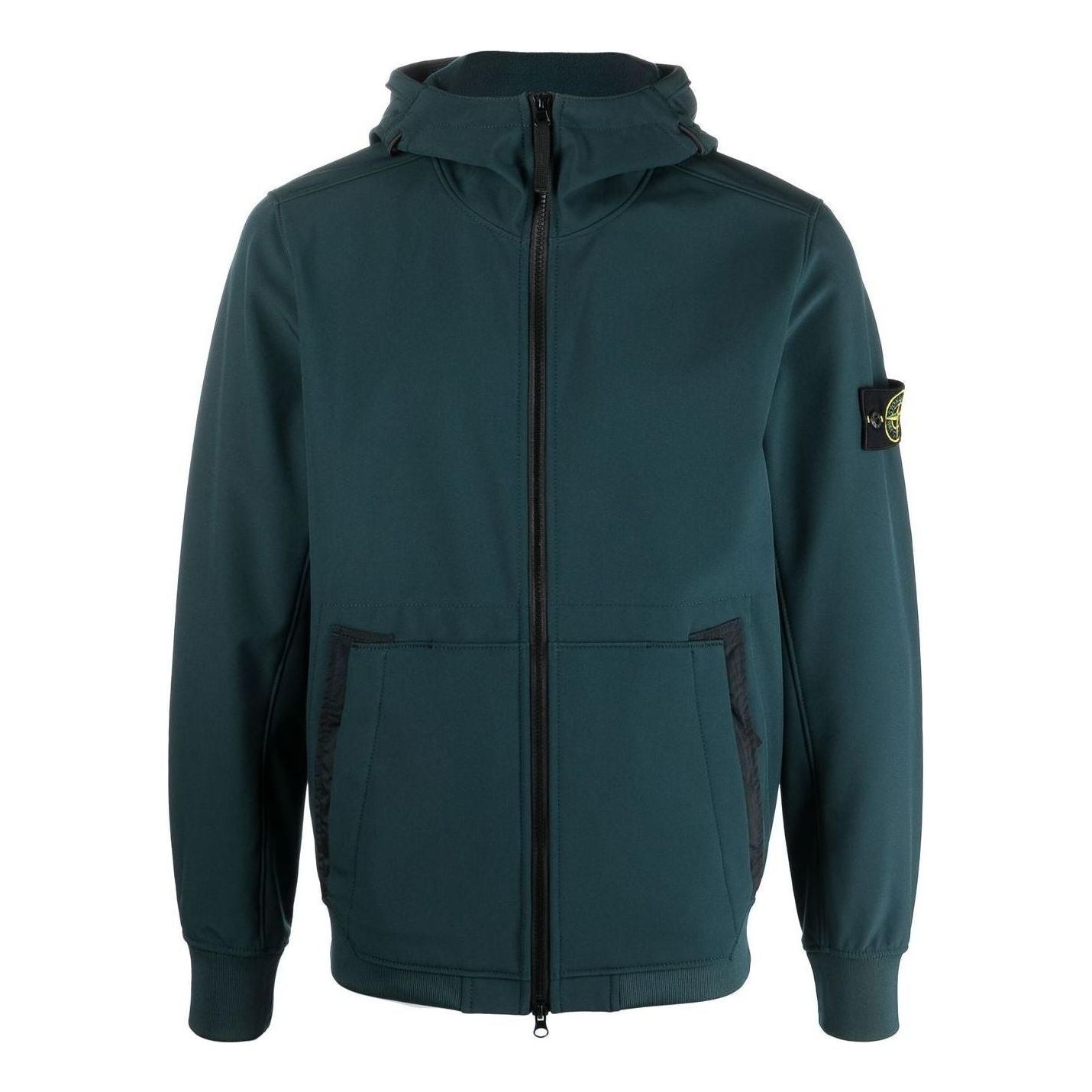 STONE ISLAND Wappen Patch Softshell HoodY Zip-up Jacket 'Dark Green' 7715Q0122-V0057