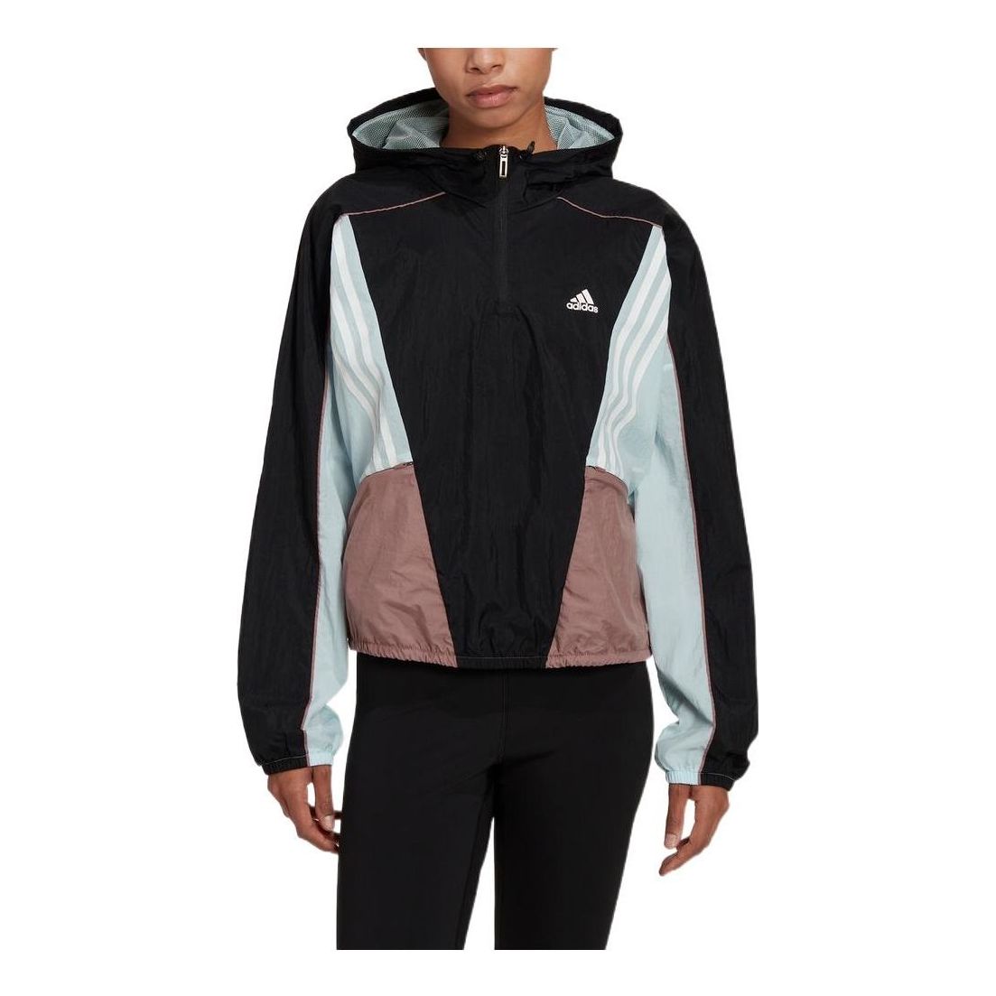 (WMNS) adidas Black Hyperglam Hooded Track Tops 'Black White' HZ9709