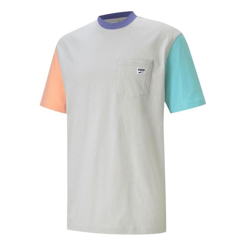 PUMA Downtown Pocket T-Shirt 'Grey Pink Blue' 531432-09