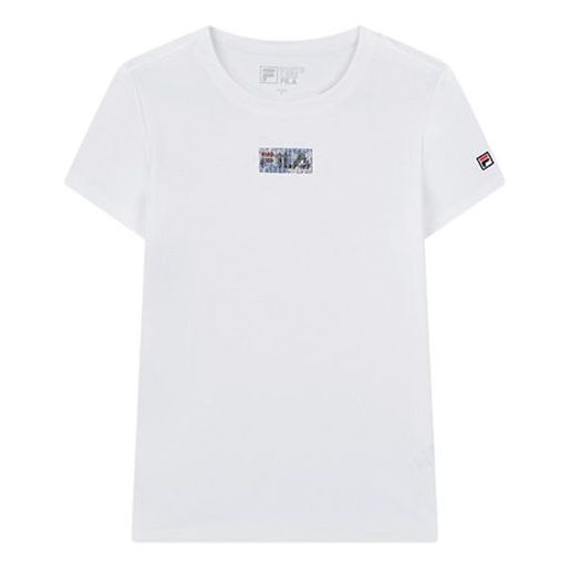 (WMNS) FILA Alphabet Logo Printing Cotton Short Sleeve White F11W018135F-WT