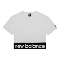 (WMNS) New Balance Logo Embroidered Contrasting Colors Short Sleeve White AWT03307-MUN