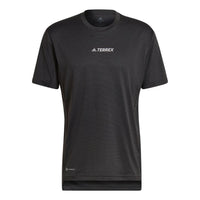 Men's adidas Solid Color Logo Breathable Round Neck Pullover Short Sleeve Black T-Shirt H53382