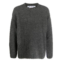 Men's Off-White FW22 Splicing Pattern Ribbed Knit Wool Sweater Black OMHE127F22KNI00108350835