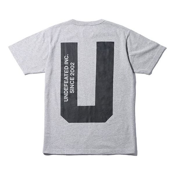 Men's UNDEFEATED X CHAMPION Crossover Back Large U Logo Short Sleeve Gray C8-P370-GRAY