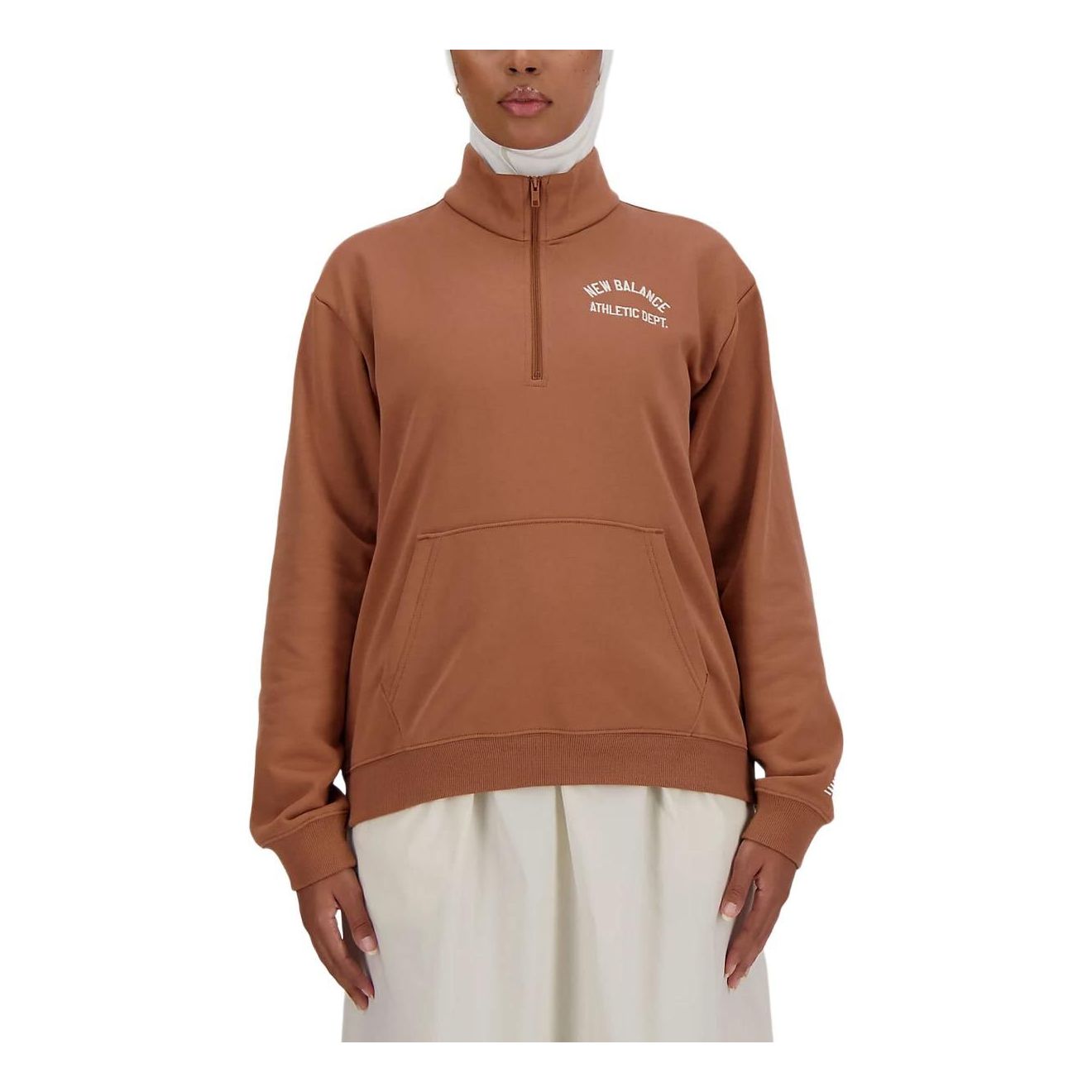 (WMNS) New Balance Sportswear Greatest Hits Quarter Zip Top Asia Sizing 'Brown' WT41538-WUT