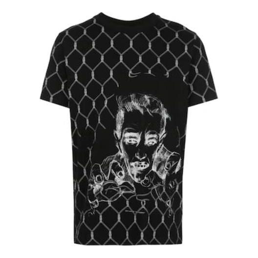 Off-White Solid Color Pattern Printing Round Neck Pullover Short Sleeve Black T-Shirt OMAA027S201850331001